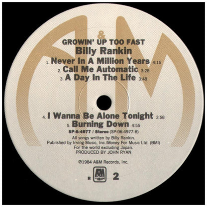 BILLY RANKING - GROWIN' UP TOO FAST | VINILO USADO