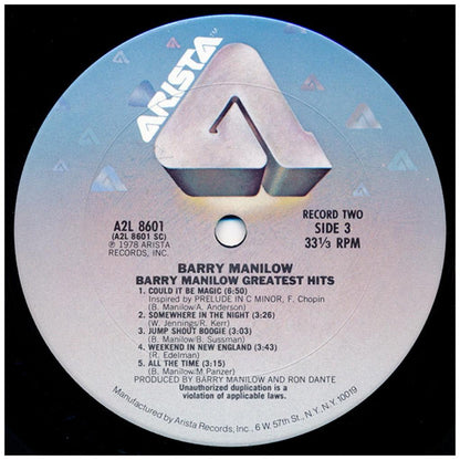 BARRY MANILOW - GREATEST HITS (2LP) | VINILO USADO