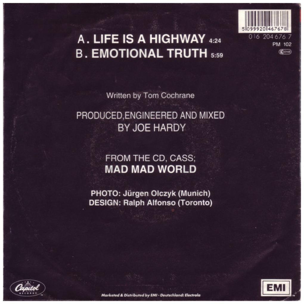 TOM COCHRANE - LIFE IS A HIGHWAY | 7" SINGLE USADO