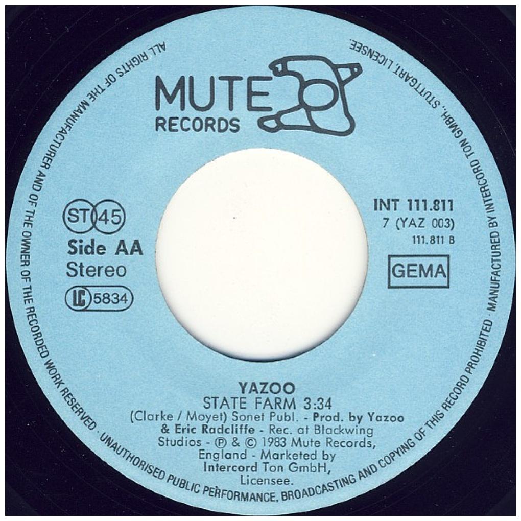 YAZOO - NOBODY'S DIARY | 7" SINGLE USADO