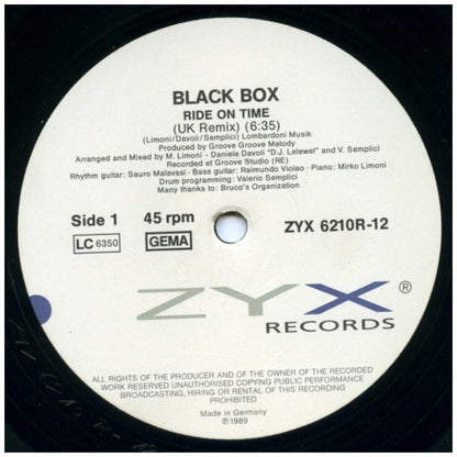 BLACK BOX - RIDE ON TIME (UK REMIX) | 12'' MAXI SINGLE USADO