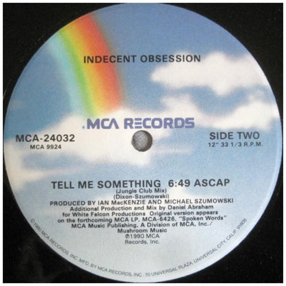 INDECENT OBSESSION - TELL ME SOMETHING (PROMO COPY) | 12'' MAXI SINGLE USADO