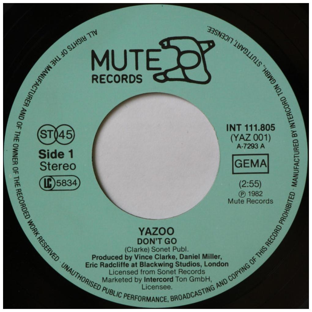 YAZOO - DON'T GO | 7" SINGLE USADO