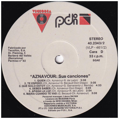 CHARLES AZNAVOUR - SUS CANCIONES (2LP) | VINILO USADO