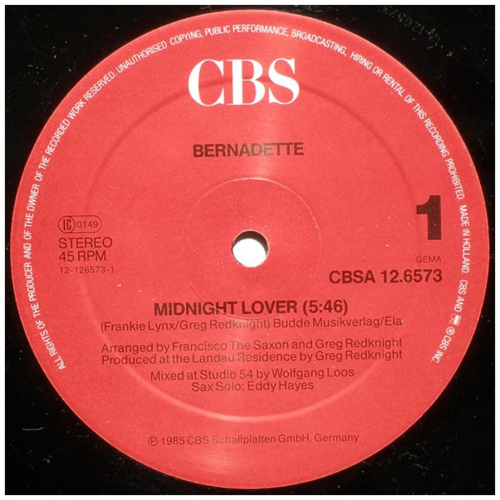 BERNADETTE - MIDNIGHT LOVER | 12'' MAXI SINGLE USADO