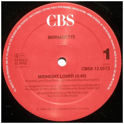 BERNADETTE - MIDNIGHT LOVER | 12'' MAXI SINGLE USADO