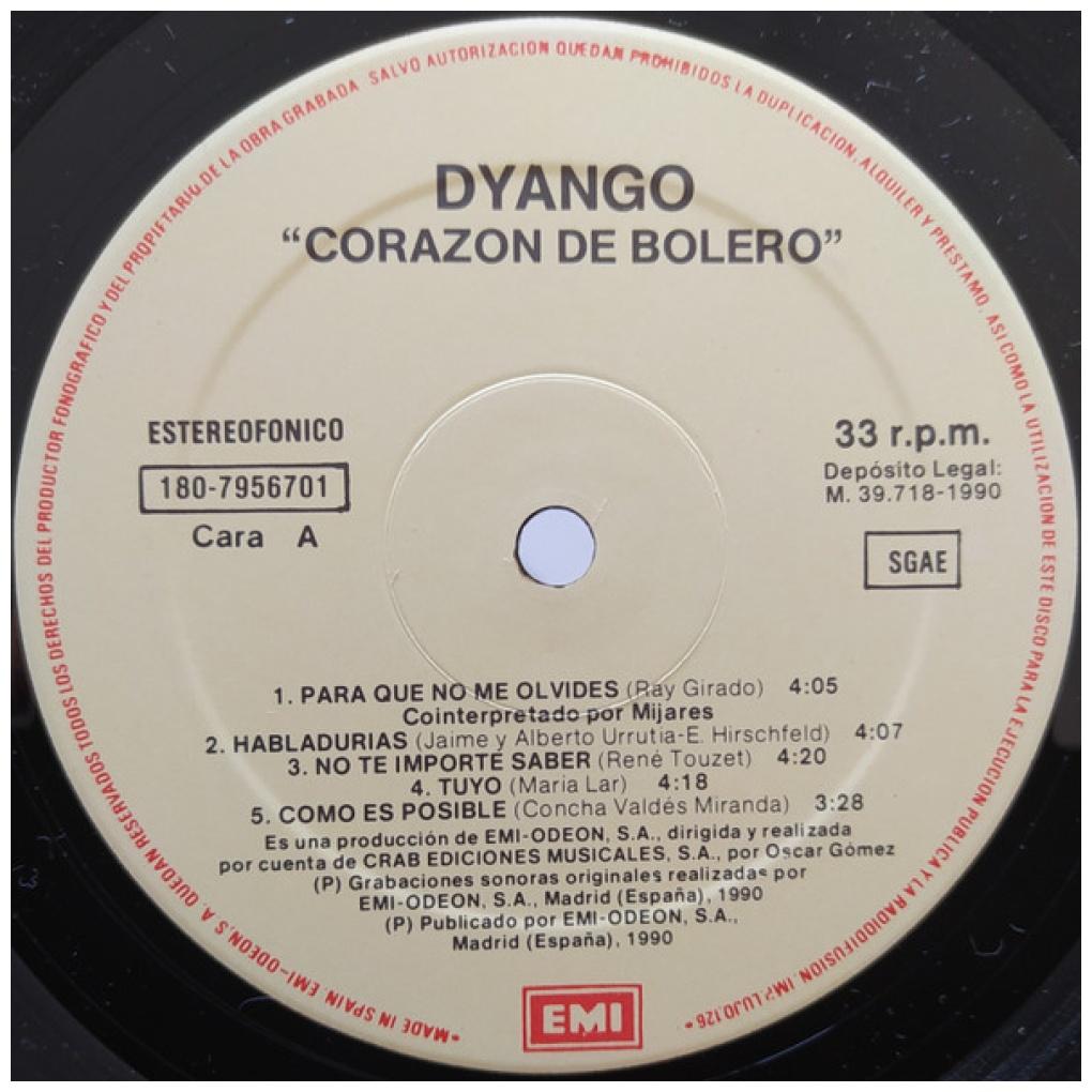 DYANGO - CORAZON DE BOLERO | VINILO USADO