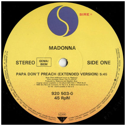 MADONNA - PAPA DON'T PREACH | 12'' MAXI SINGLE USADO