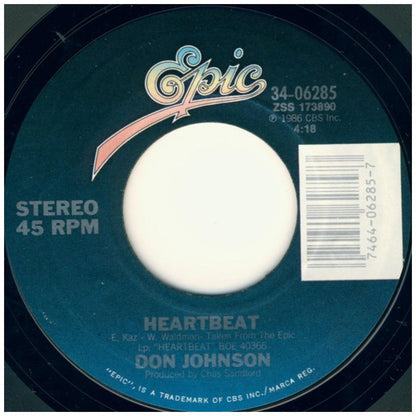 DON JOHNSON - HEARTBEAT | 7" SINGLE USADO