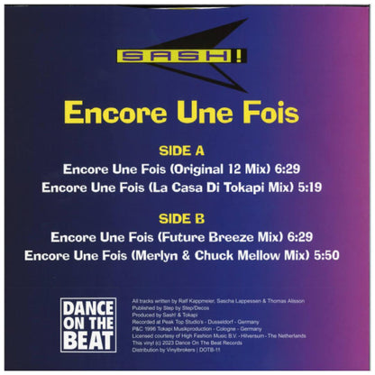 SASH! - ENCORE UNE FOIS (YELLOW VINYL) | 12" MAXI SINGLE VINILO