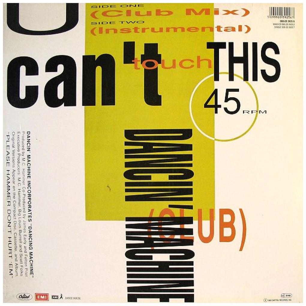 MC HAMMER - U CAN'T TOUCH THIS | 12'' MAXI SINGLE USADO