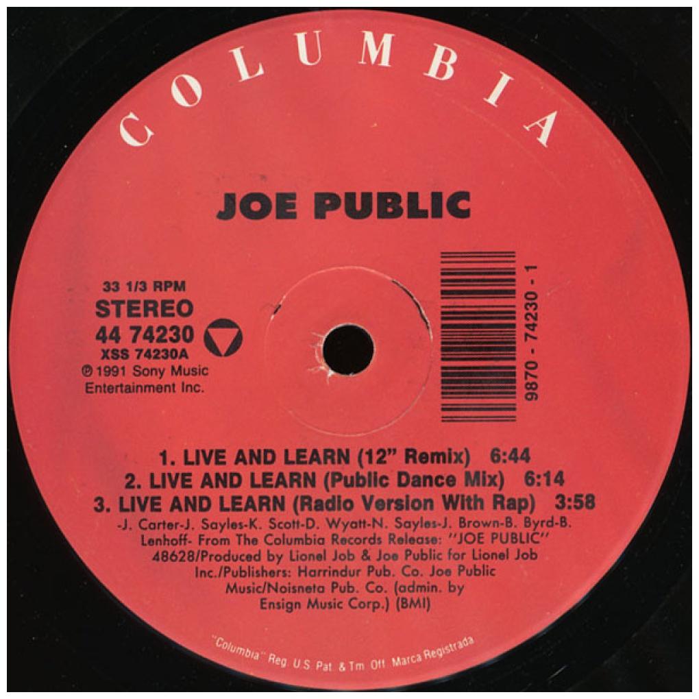 JOE PUBLIC - LIVE & LEARN | 12" MAXI SINGLE VINILO USADO