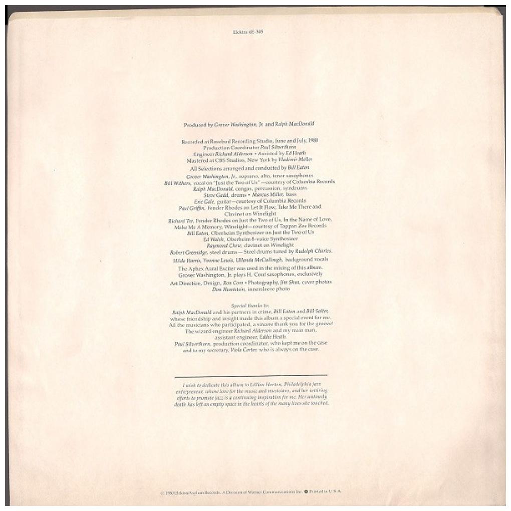 GROVER WASHINGTON, JR - WINELIGHT (VDE-NUEVO/SELLADO) | VINILO USADO