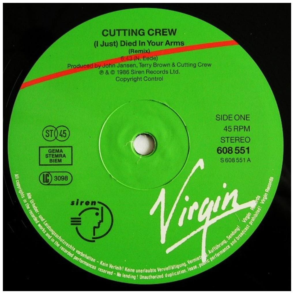 CUTTING CREW - (I JUST) DIED IN YOUR ARMS | 12'' MAXI SINGLE USADO