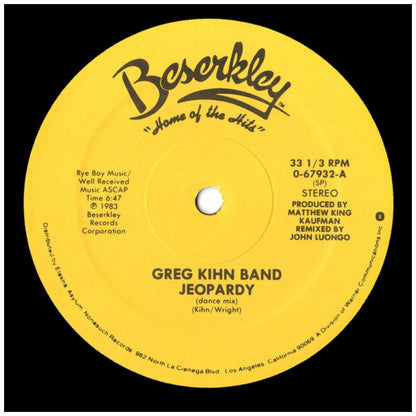 GREG KIHN BAND - JEOPARDY | 12'' MAXI SINGLE USADO