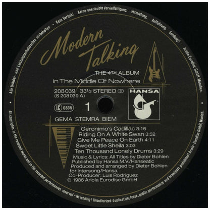 MODERN TALKING - IN THE MIDDLE OF NOWHERE - THE 4TH ALBUM | VINILO USADO