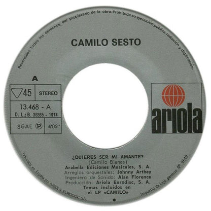 CAMILO SESTO - ¿QUIERES SER MI AMANTE?/DÉJAME PARTICIPAR (EN TU JUEGO) | 7" SINGLE USADO