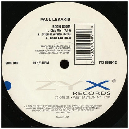 PAUL LEKAKIS - BOOM BOOM (LET'S GO BACK TO MY ROOM) | 12" MAXI SINGLE VINILO USADO