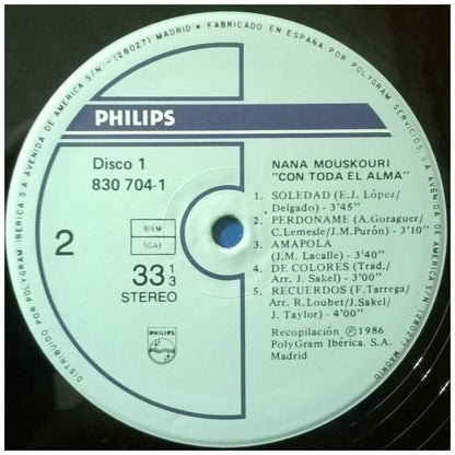 NANA MOUSKOURI - CON TODA EL ALMA (2LP) | VINILO USADO