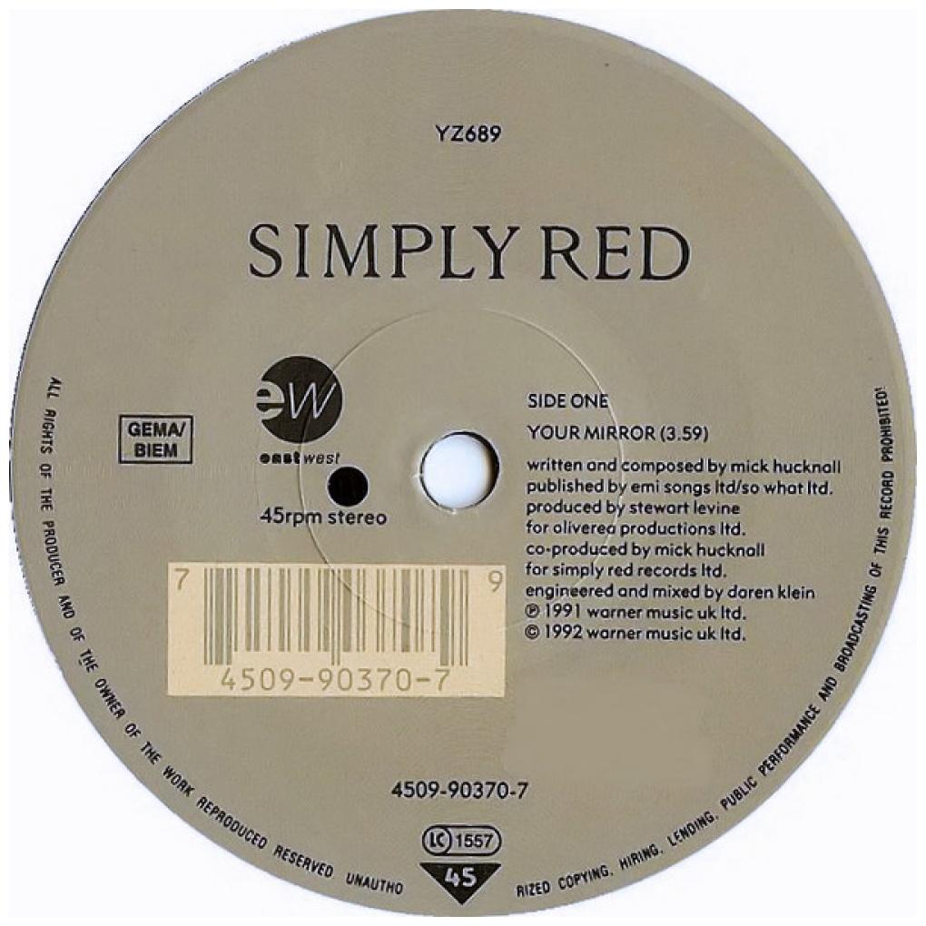 SIMPLY RED - YOUR MIRROR | 7" SINGLE USADO