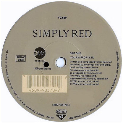 SIMPLY RED - YOUR MIRROR | 7" SINGLE USADO