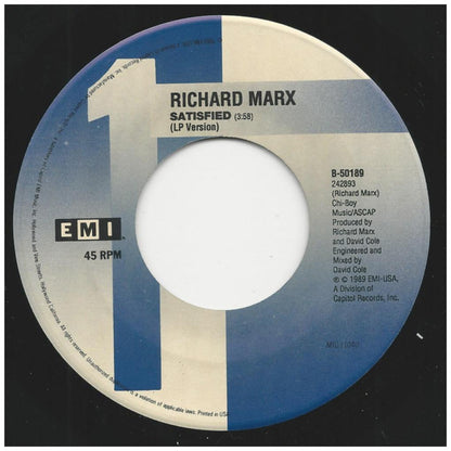 RICHARD MARX - SATISFIED | 7" SINGLE USADO