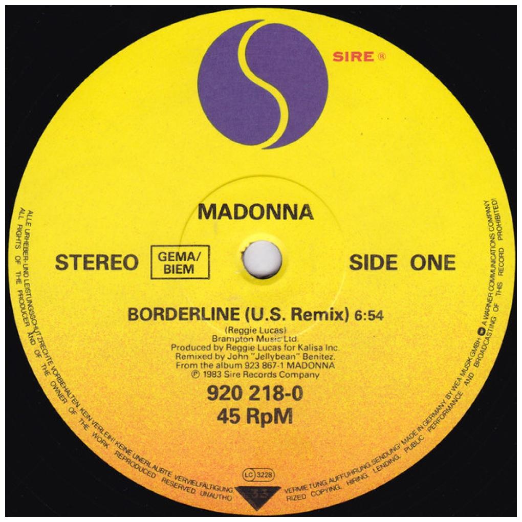 MADONNA - BORDERLINE | 12'' MAXI SINGLE USADO