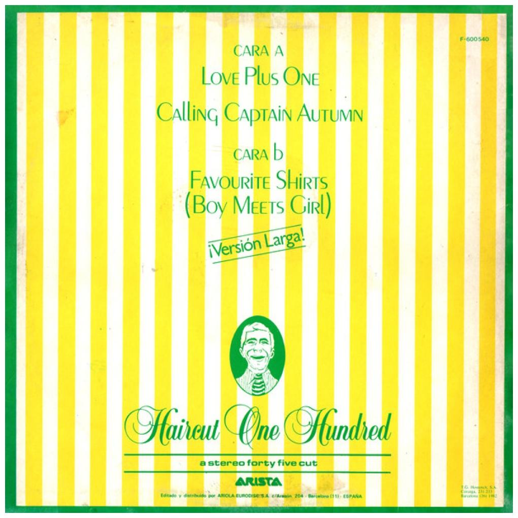 HAIRCUT ONE HUNDRED - LOVE PLUS ONE/FAVORITE SHIRTS | 12'' MAXI SINGLE USADO