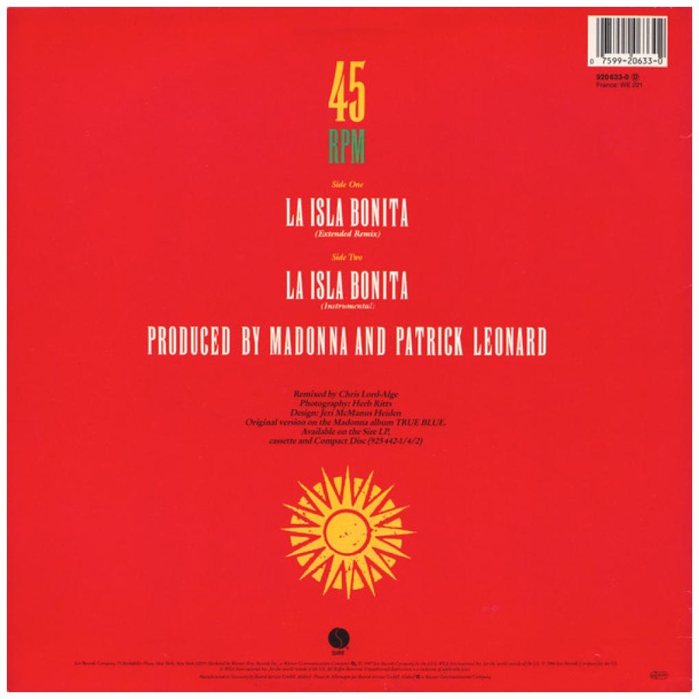 MADONNA - LA ISLA BONITA | 12'' MAXI SINGLE USADO