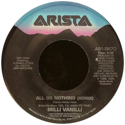 MILLI VANILLI - GIRL I'M GONNA MISS YOU/ALL OR NOTHING | 7" SINGLE USADO