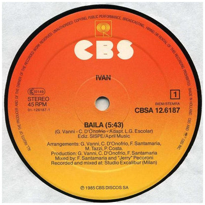 IVAN - BAILA | 12'' MAXI SINGLE USADO