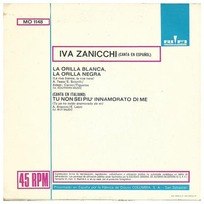 IVA ZANICCHI - LA ORILLA BLANCA, LA ORILLA NEGRA (EN ESPANOL) | 7" SINGLE VINILO USADO