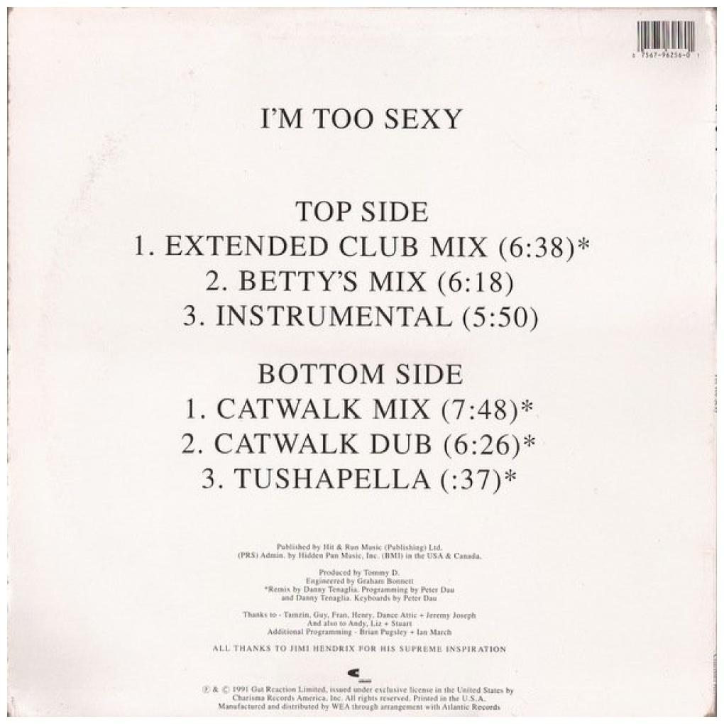RIGHT SAID FRED - I'M TOO SEXY | 12'' MAXI SINGLE USADO