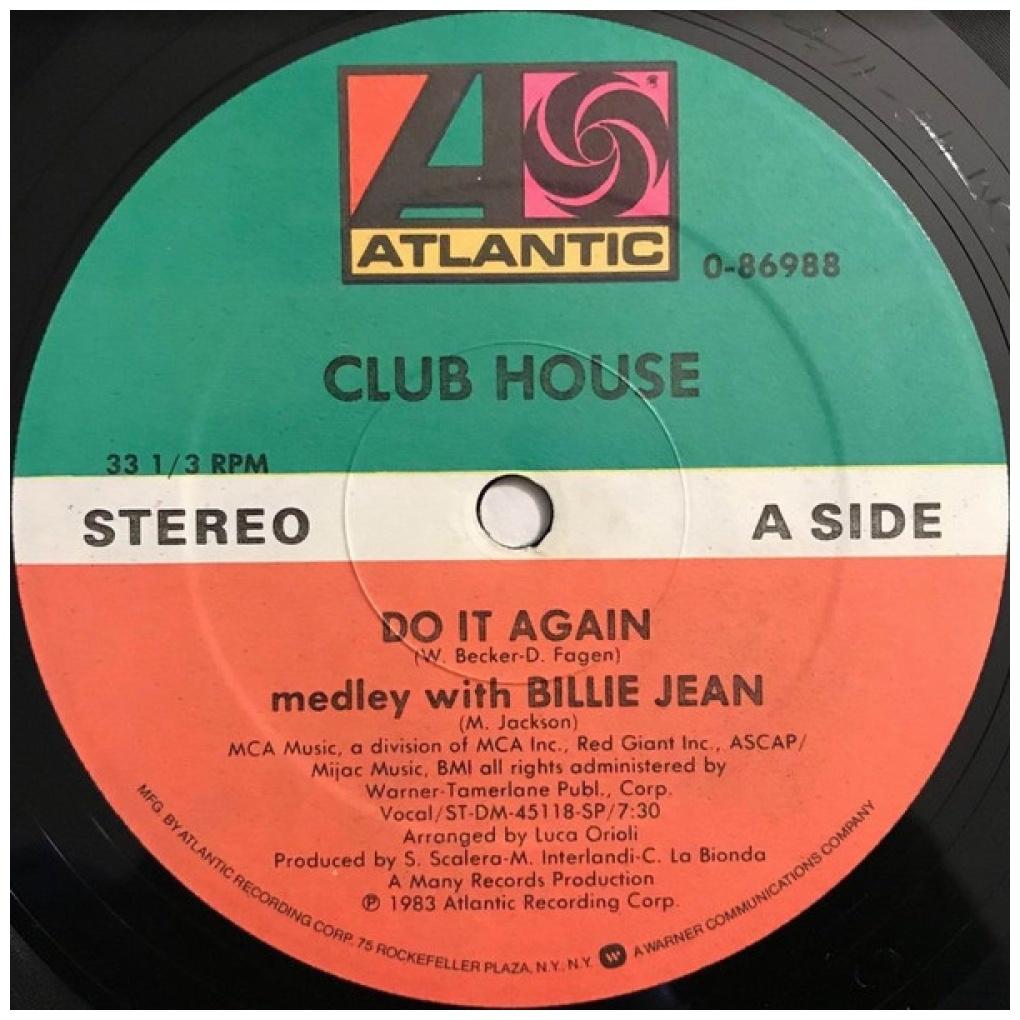 CLUB HOUSE - DO IT AGAIN (MEDLEY WITH BILLIE JEAN) | 12'' MAXI SINGLE USADO