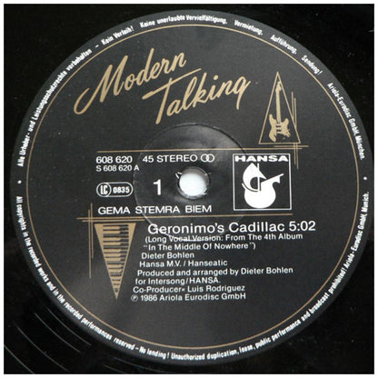 MODERN TALKING - GERONIMO'S CADILLAC | 12" MAXI SINGLE VINILO USADO