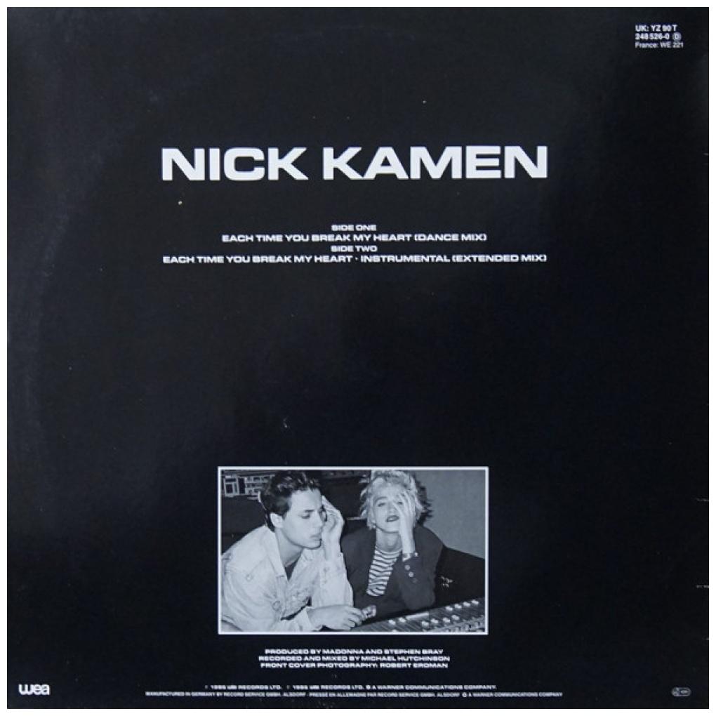 NIK KAMEN - EACH TIME YOU BREAK MY HEART | 12'' MAXI SINGLE USADO