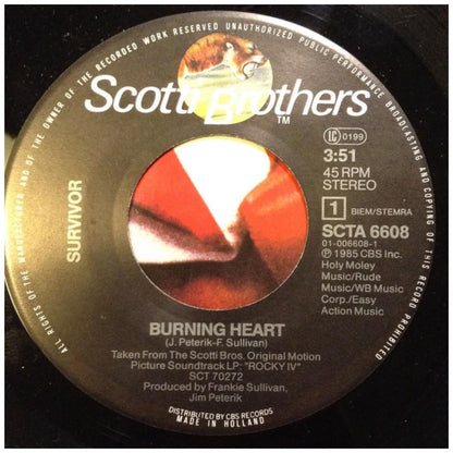 SURVIVOR - BURNING HEART | 7" SINGLE USADO