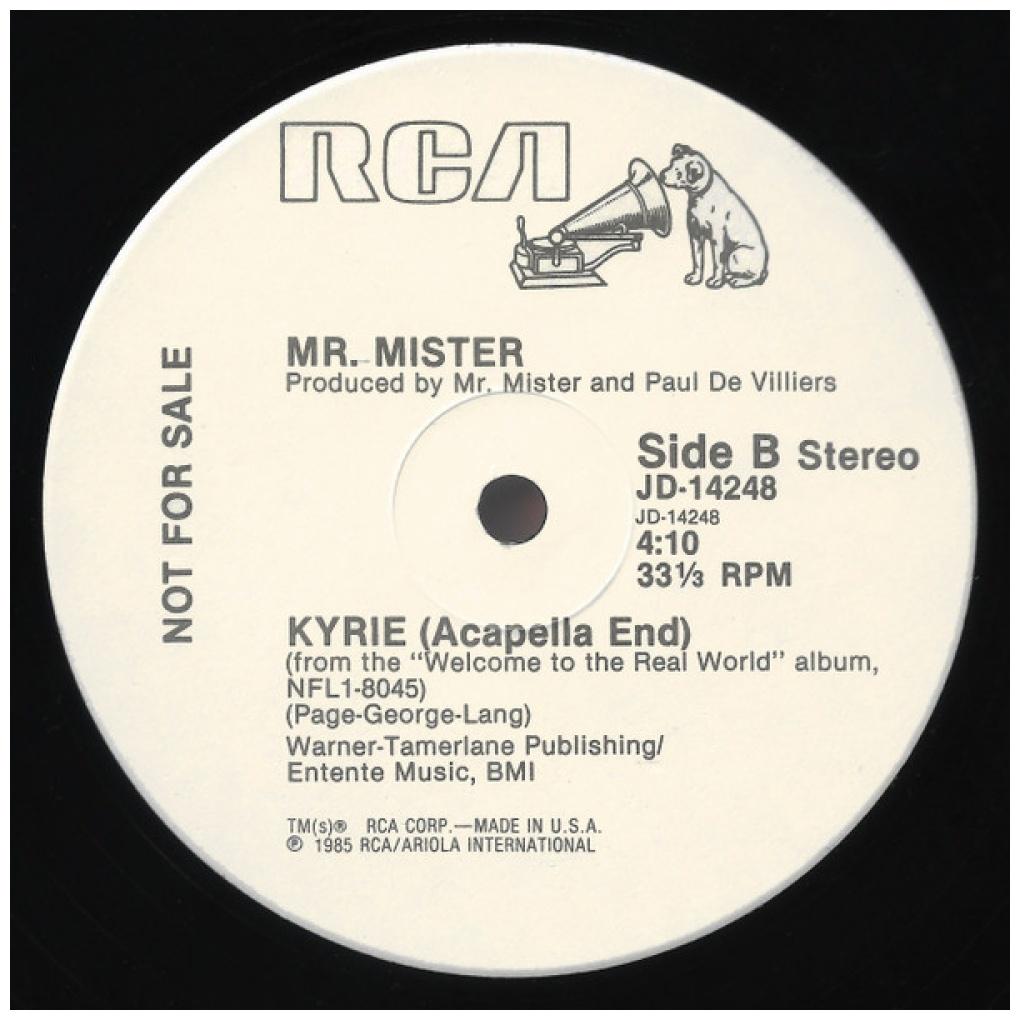 MR. MISTER - KYRIE (ACAPELLA END) (PROMO COPY) | 12'' MAXI SINGLE USADO