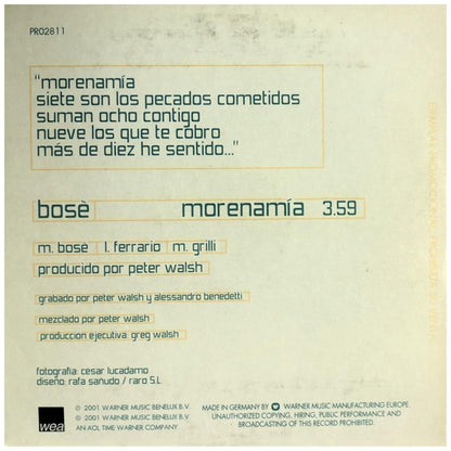 MIGUEL BOSE - MORENAMÍA (CD SINGLE) | CD