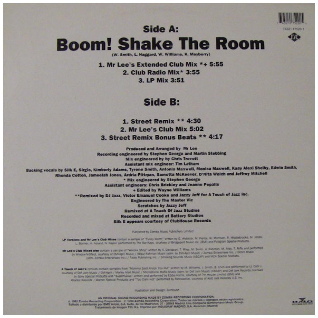 JEFF & FRESH PRINCE JAZZY - BOOM SHAKE THE ROOM | 12'' MAXI SINGLE USADO