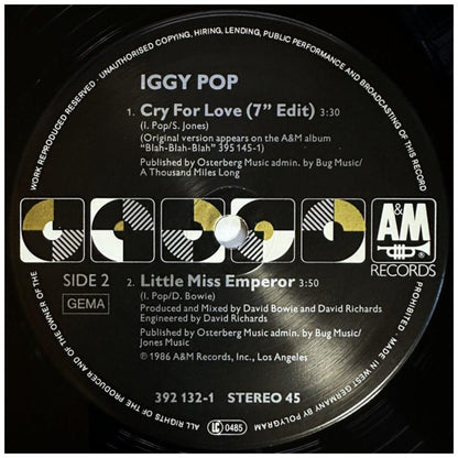 IGGY POP - CRY FOR LOVE | 12'' MAXI SINGLE USADO
