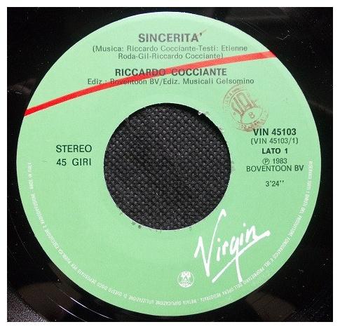 RICCARDO COCCIANTE - SINCERITA  | 7" SINGLE VINILO USADO