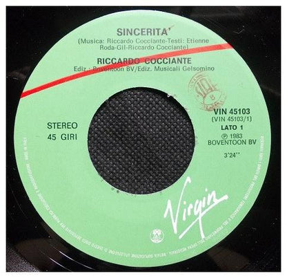 RICCARDO COCCIANTE - SINCERITA  | 7" SINGLE VINILO USADO