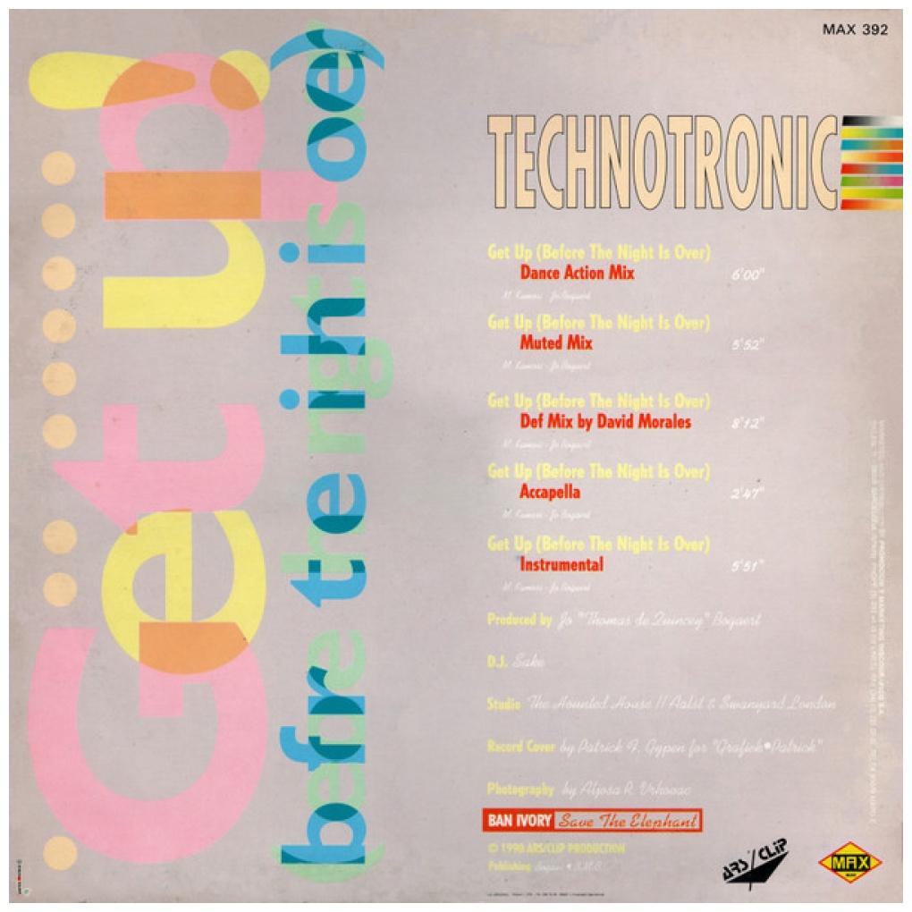TECHNOTRONIC - GET UP (BEFORE THE NIGHTS OVER) | 12'' MAXI SINGLE USADO