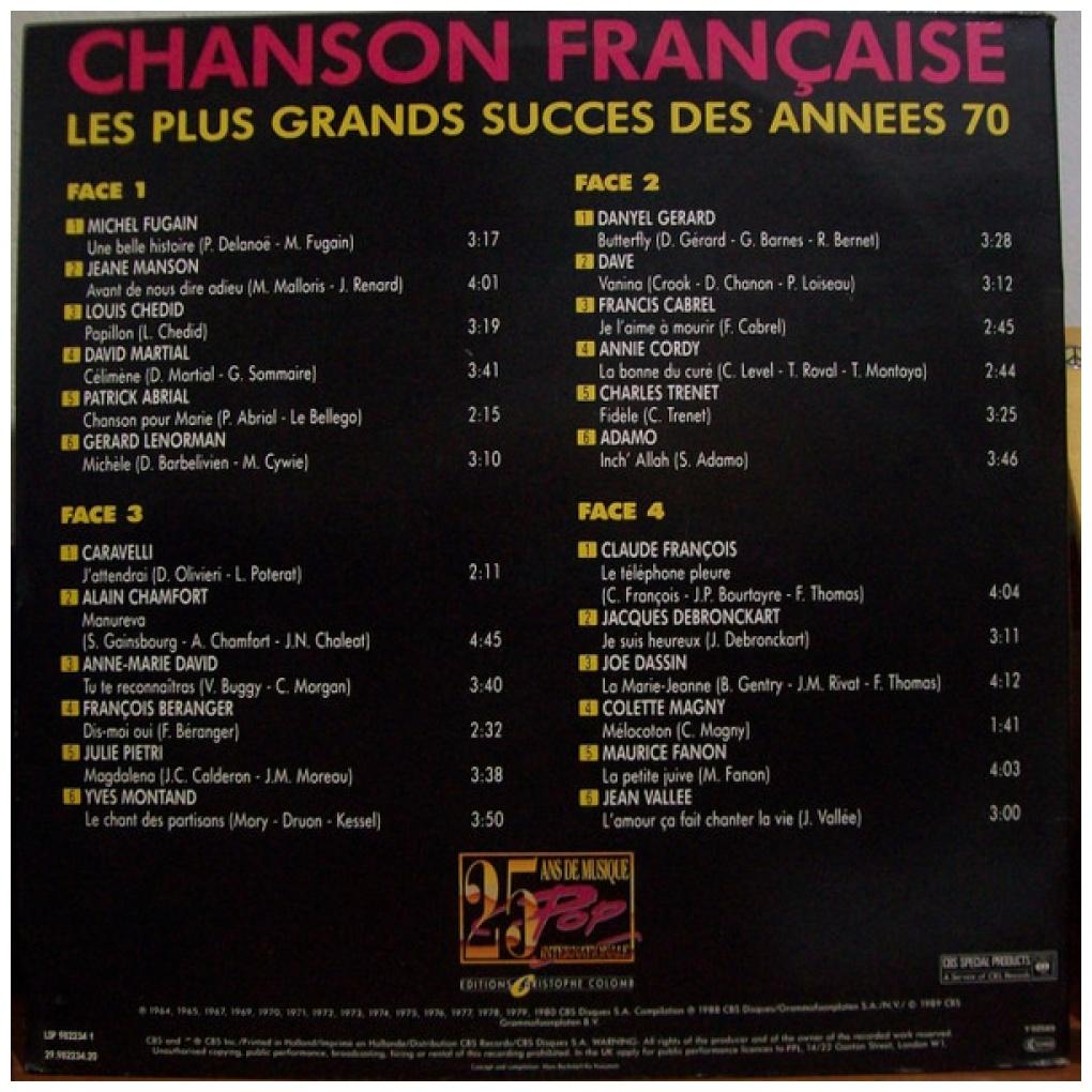 25 ANS DE MUSIQUE POP INTERNATIONALE - CHANSON FRANÇAISE (2LP) | VINILO USADO