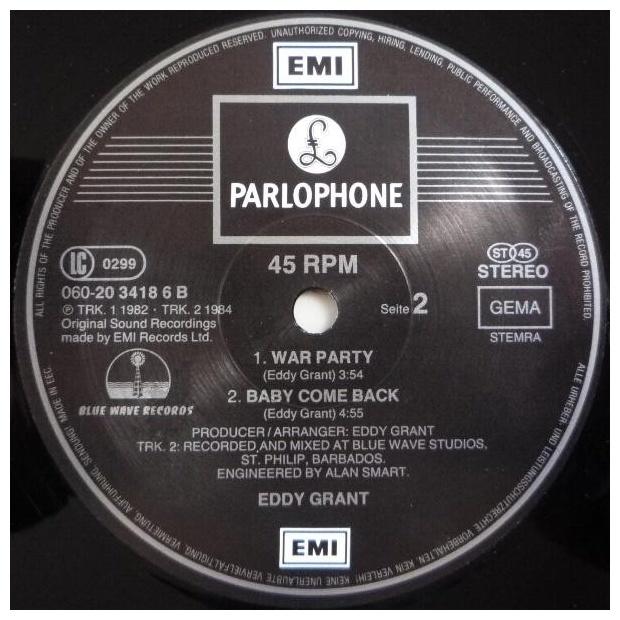 EDDY GRANT - BABY COME BACK | 12" MAXI SINGLE USADO