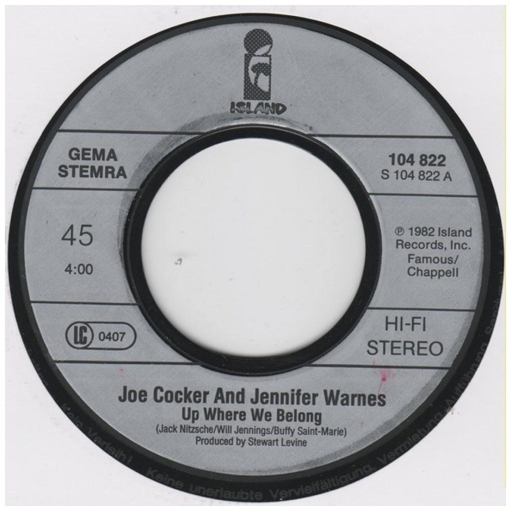JOE COCKER - UP WHERE WE BELONG | 7" SINGLE USADO
