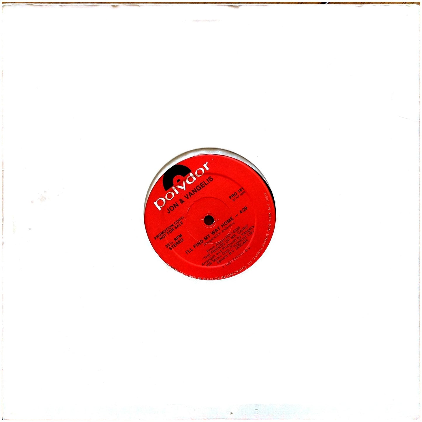JON & VANGELIS - I LL FIND MY WAY HOME | 12" MAXI SINGLE USADO