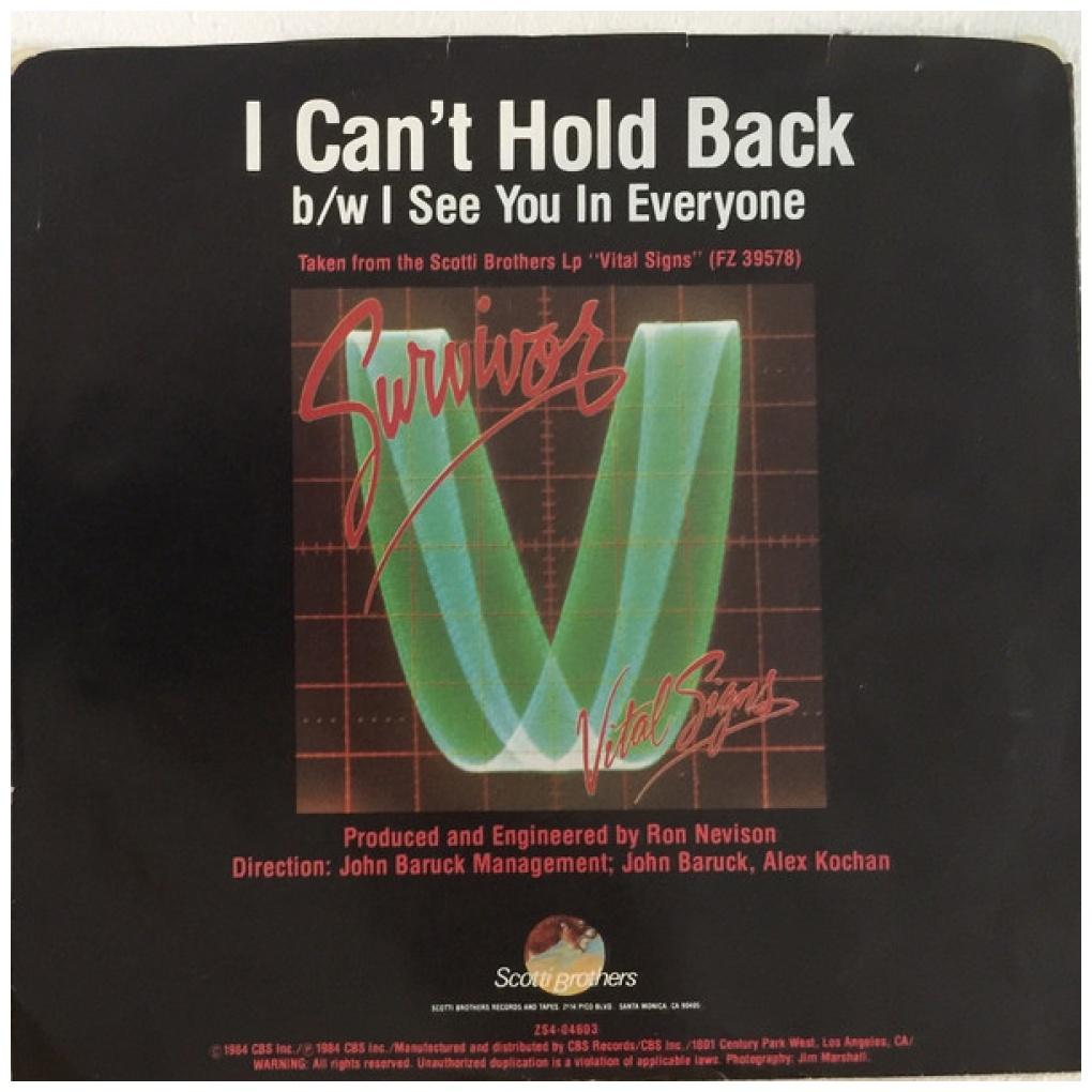 SURVIVOR - I CAN'T HOLD BACK | 7" SINGLE USADO