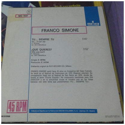 FRANCO SIMONE - TU... SIEMPRE TU | 7" SINGLE USADO